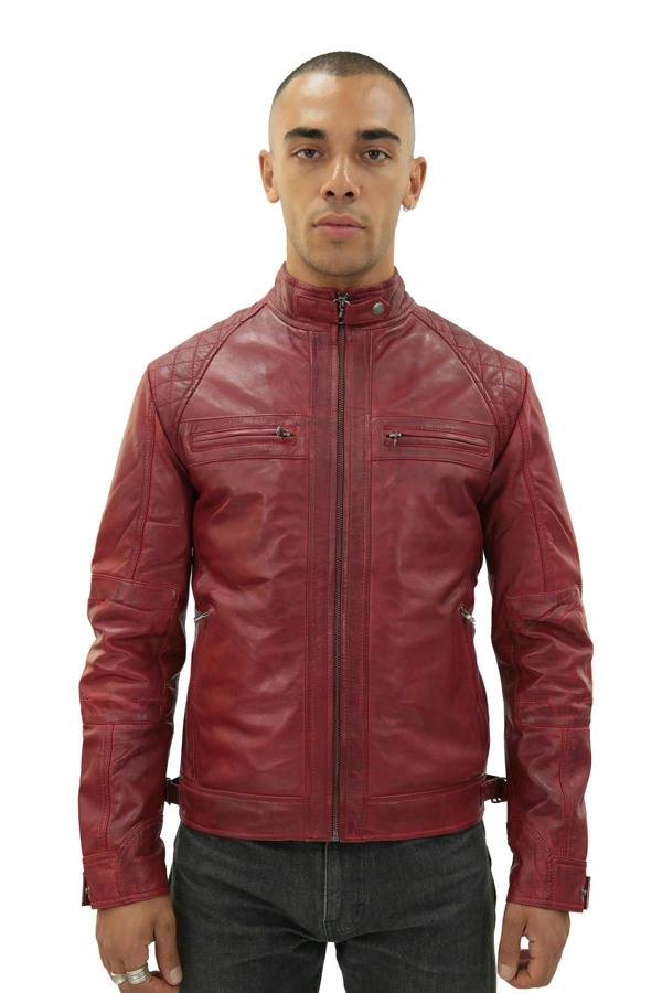 Infinity Leather Men's Vintage Leather Quilted Biker Jacket-Monaco
