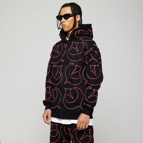 GVNMNT Clothing Co Foul Play Zipped Hoodie - Red / Black