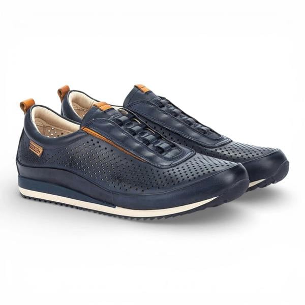 Pikolinos Liverpool - Men's Blue Leather Elastic Slip-on Sneakers