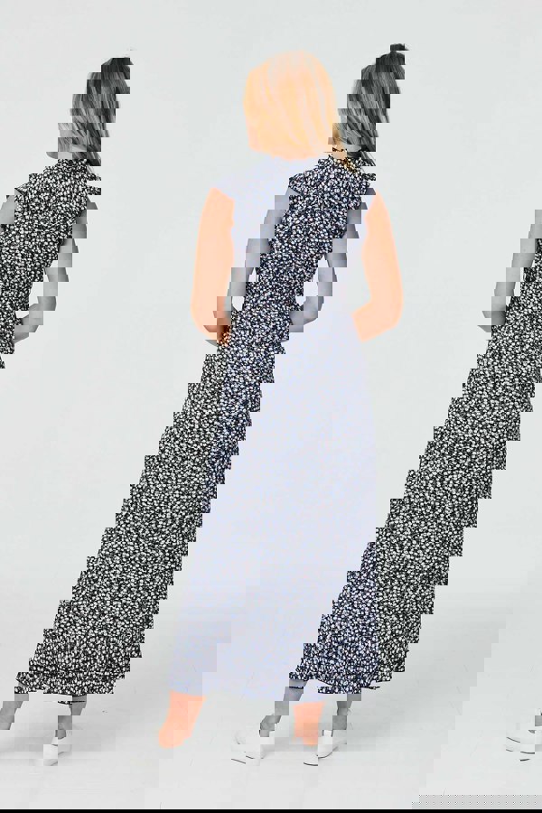 Navy | Ditsy Floral Frill Hem Maxi Dress