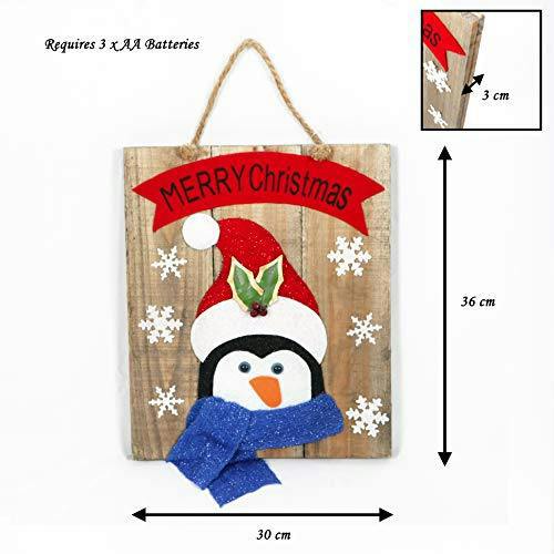 36 cm Battery Operated Wooden Frame Wall Decoration with 6 Warm White LED Bulbs image 5
