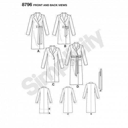 Simplicity Sewing Pattern 8796, Coats for Women, U5 (16-18-20-22-24) - Intermediate