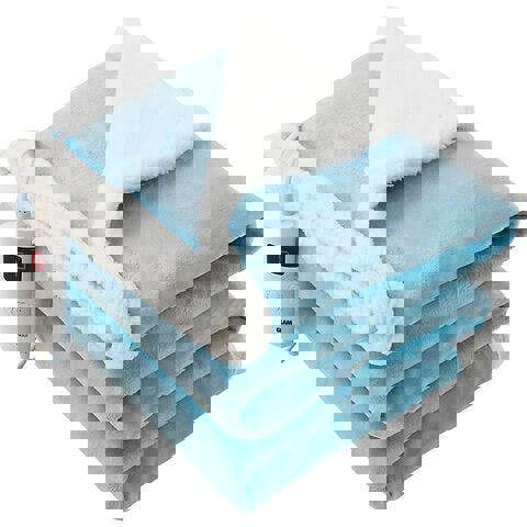 GlamHaus Heated Throw Electric Fleece Over Blanket Sofa Bed Large 160 X 130cm Aquamarine