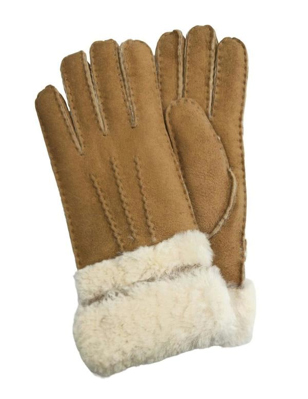 Infinity Leather Womens Genuine Sheepskin Suede Gloves with Roll Up/Down Cuff
