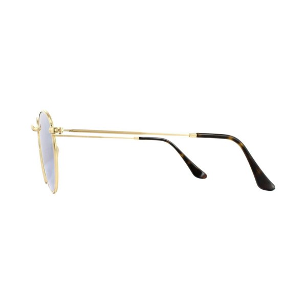 Ray-Ban Sunglasses Round Flat Lenses 3447N 001/30 Shiny Gold Grey Flash Mirror 50mm
