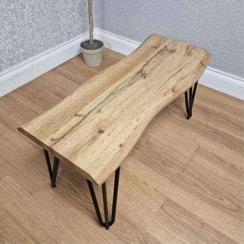 Kosy Koala Wooden Bench With Metal Hairpin Legs for Dining Room, Work, or Study