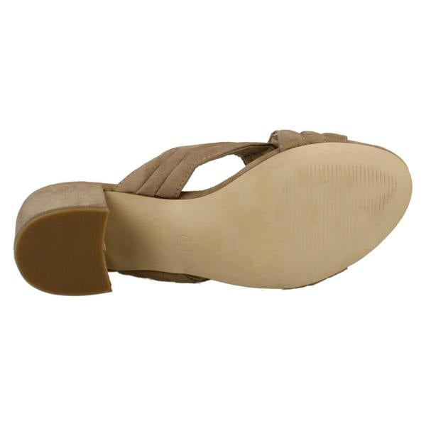 Anne Michelle Ladies Anne Michelle Mid Heel X Strap Vamp Mule Sandals