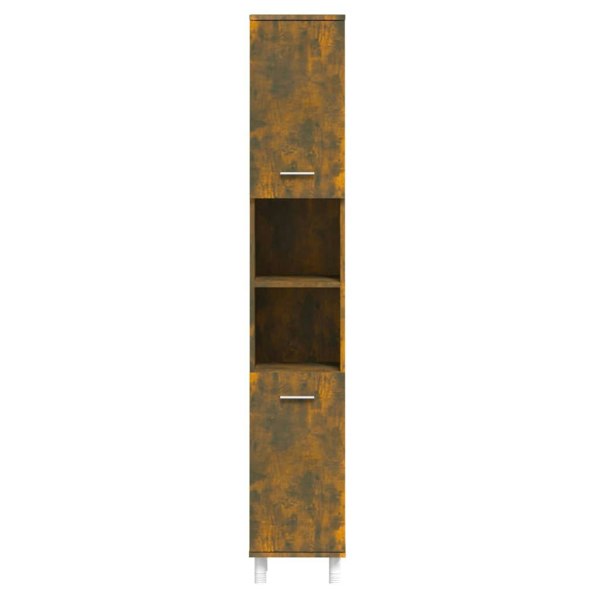 Berkfield Bathroom Cabinet Smoked Oak 30x30x179 cm Engineered Wood