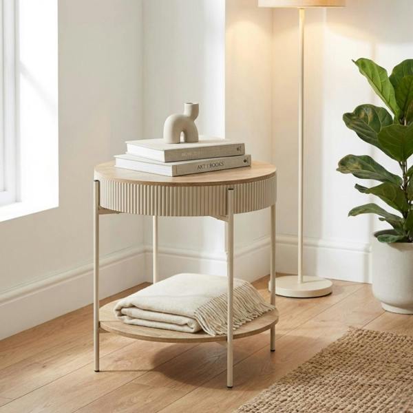 Garden Greatness Maison Ribbed Oak Effect Storage Side Table