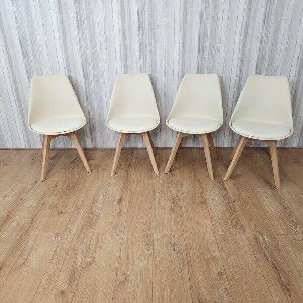KOSY KOALA Modern Dining Table 140cm with Metal Hairpin Legs and Set of 4 Cream Dining Chairs for Kitchen Dining Room