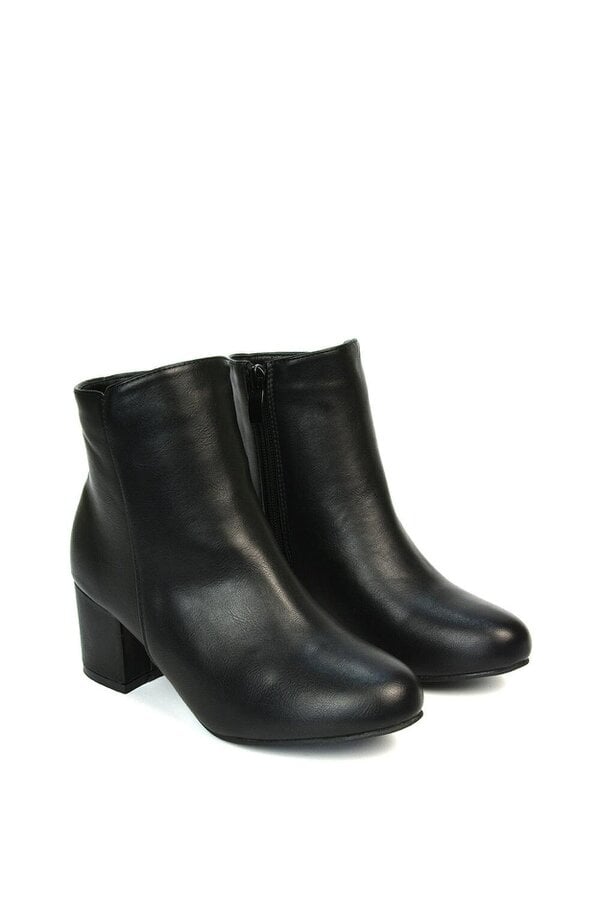XY LONDON Mid Block Heel Zip Up Ankle Boots