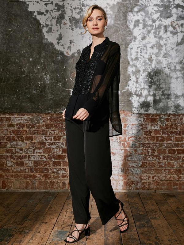 Rose & Nancy Faye Black Sequin Shirt