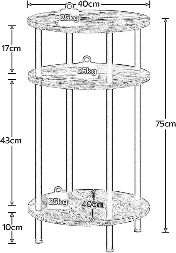 Rafaelo Mobilia Rustic Industrial 2 Tier Side Table with Shelves