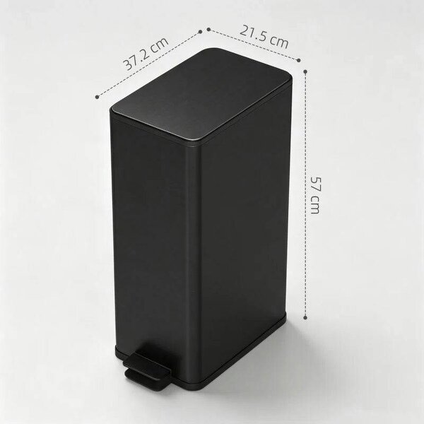 20L Kitchen Pedal Bin, Slim Stainless Steel Rubbish Bin with Removable Inner Bucket, Soft-Close and Stay-Open Lid, Black
