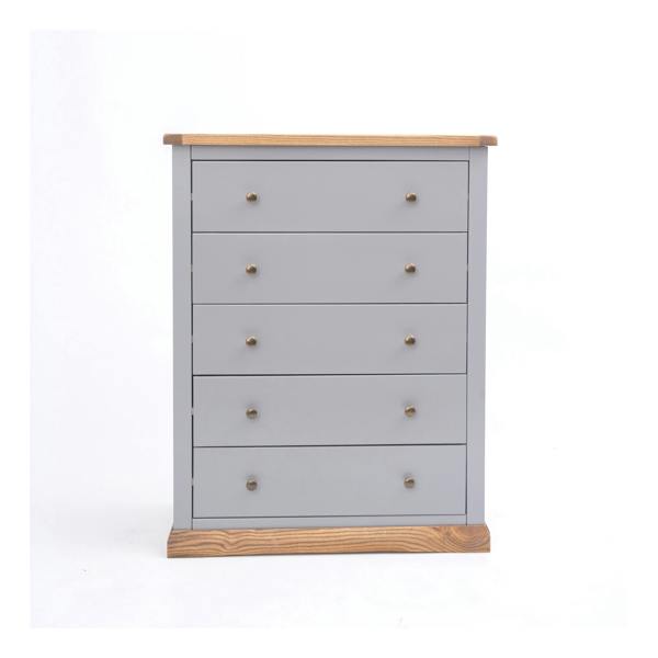 Bicarri 5 Drawer Chest of Drawers Brass Knob