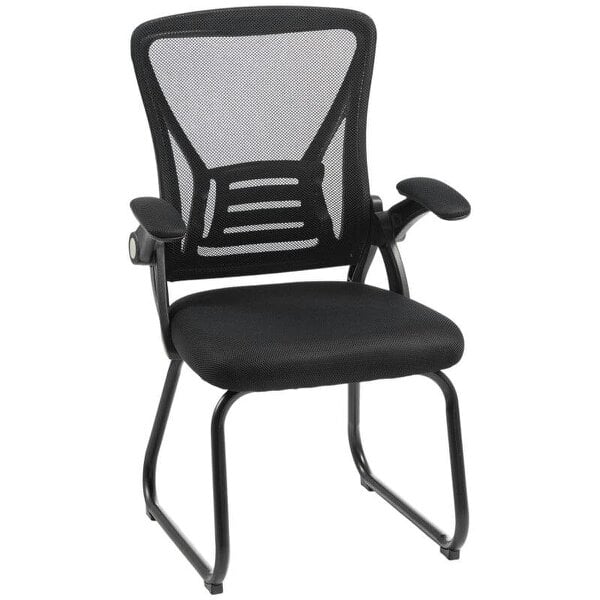 Office Chair, Ergonomic Desk Chair No Wheels with Mesh Backrest and Steel Legs for Home Conference Room, Black