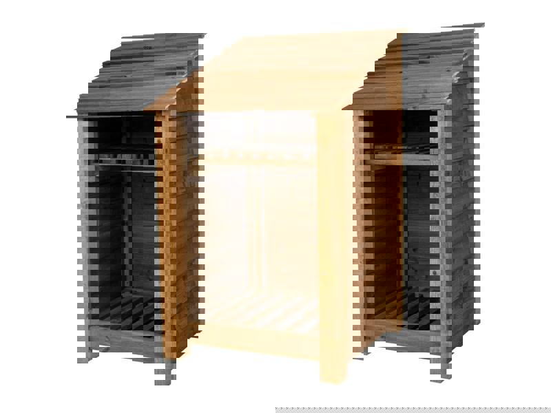 Arbor Garden Solutions Wooden Log Store with Shelf W-79cm, H-126cm or 180cm, D-88cm - Brown Finish