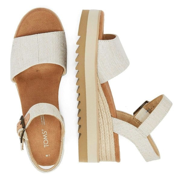 TOMS Diana Canvas Wedge Natural Women's White Sandals