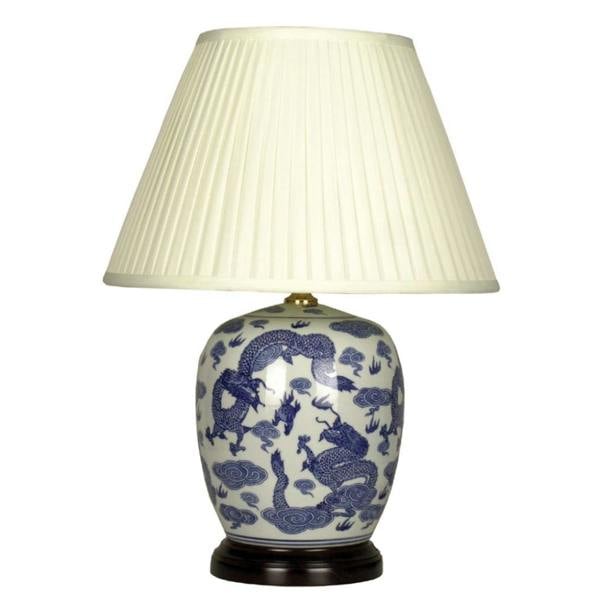 Blue Dragon Oriental Chinese Ceramic Porcelain Table Lamp