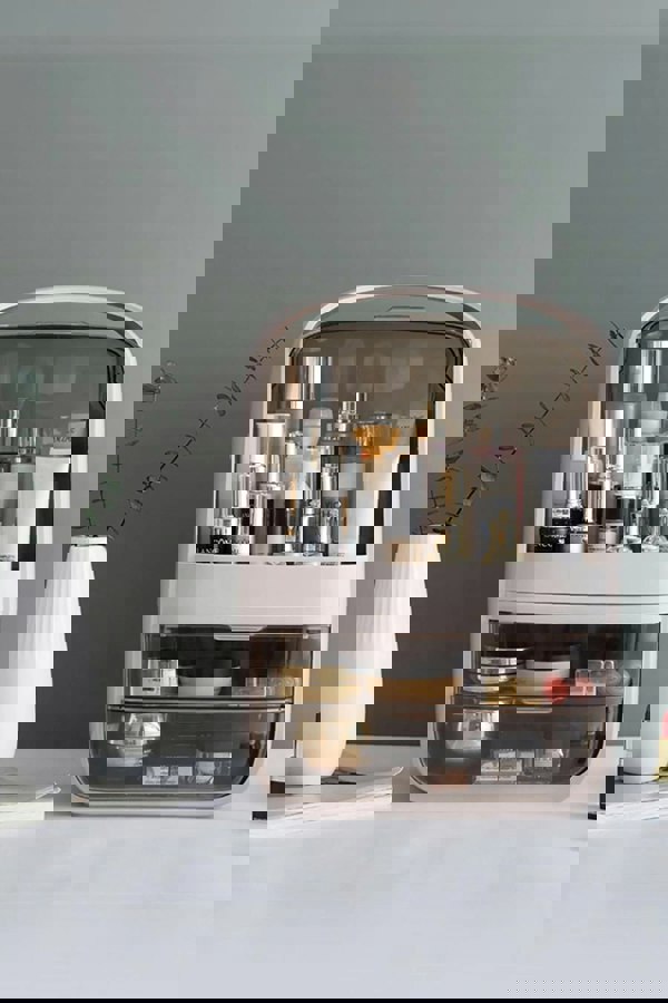 Living and Home Makeup Organiser for Vanity, Clear Cosmetic Storage Organizer, Skin Care Lipstick Holder Organizer and Display Box with Lid