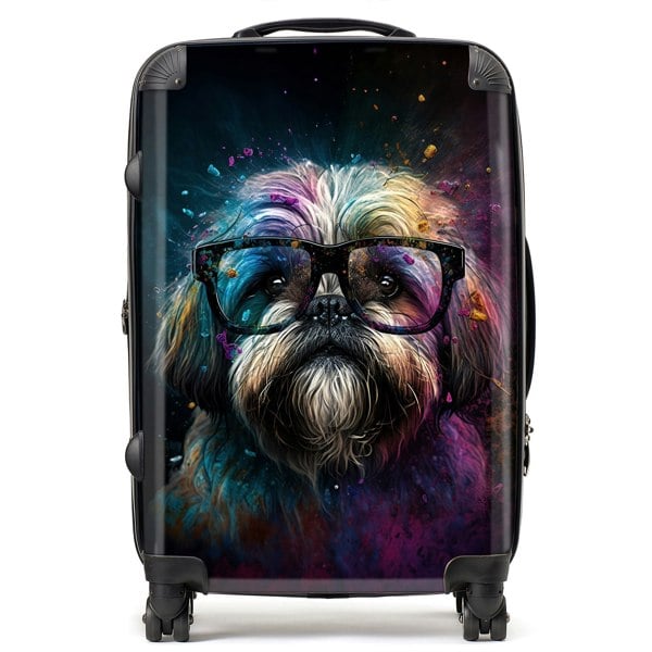 Warren Reed Lharsa Apso Dog Face Splashart Suitcase