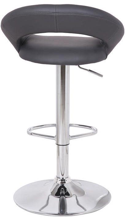 Lamboro Sorrento Kitchen Bar Stool, Chrome Footrest, Adjustable Swivel Gas Lift, Home Bar & Breakfast Faux-Leather Barstool, Charcoal Grey
