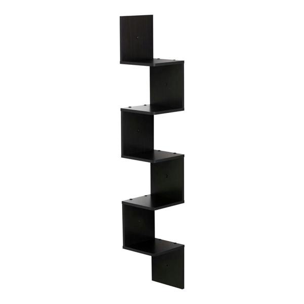 WALPLUS 5 Tier Wall Mount Floating Corner Square Shelf, Espresso perfect for organized storage and display