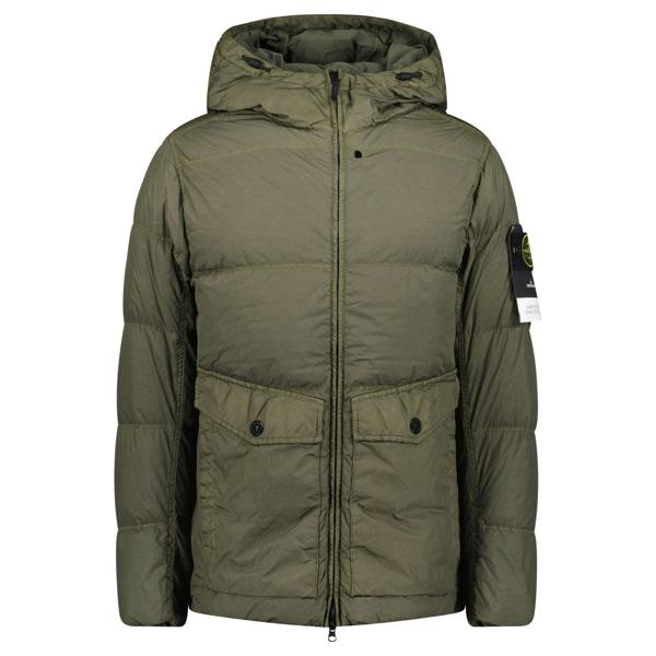 Stone Island Crinkle Reps NY Down Jacket Military Green - chancefashionco
