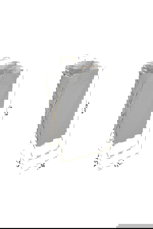 Living and Home Collapsible PU Leather Laundry Hamper with Metal Frame Grey Bathroom