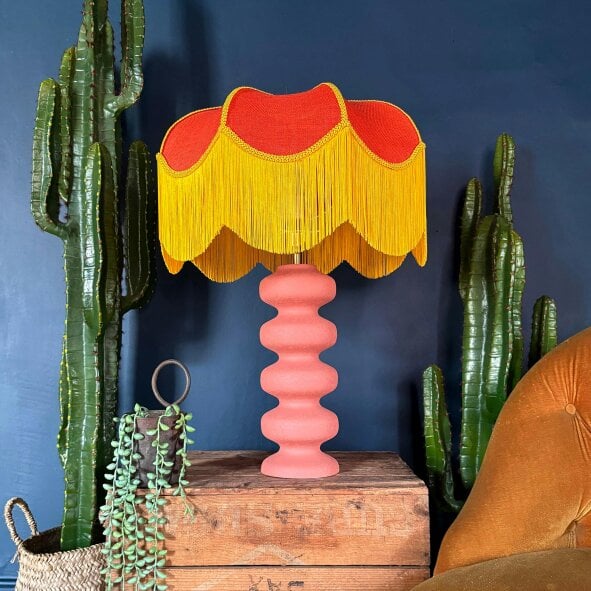 Love Frankie Large Pebble Table Lamp In Coral