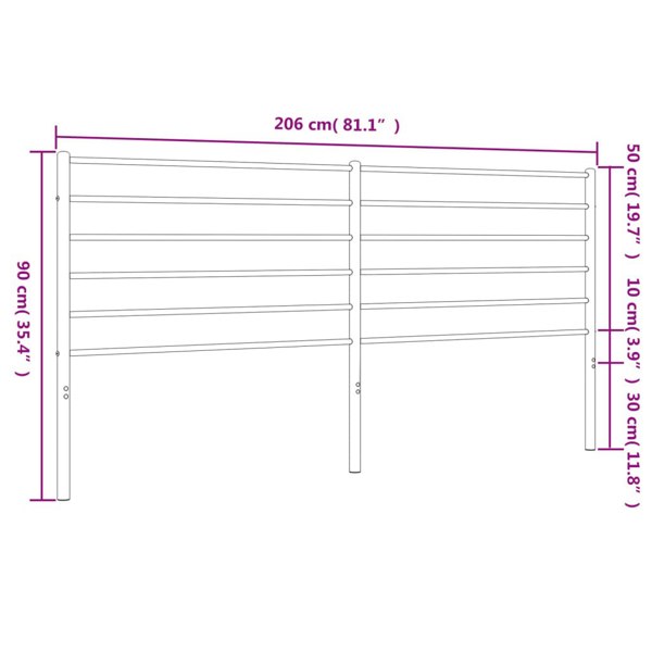 Berkfield Metal Headboard Black 200 cm