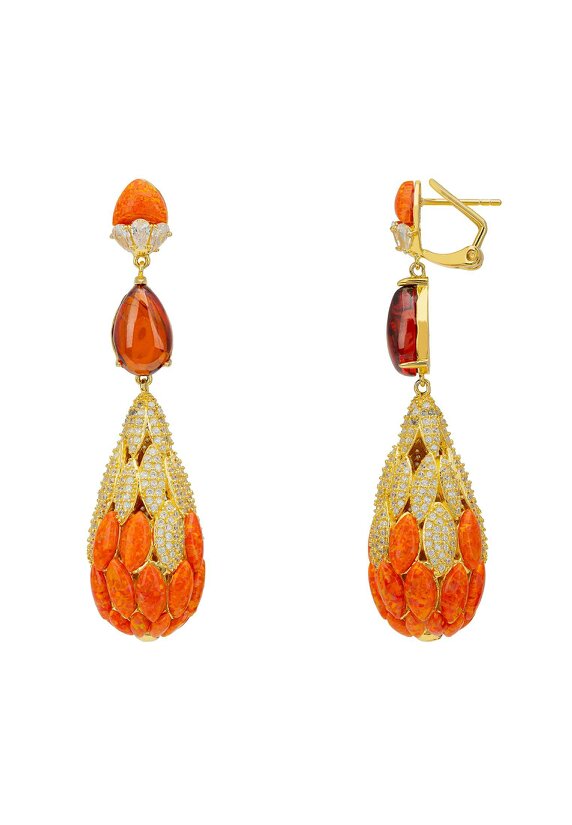 Latelita Carmen Fire Opal Drop Earrings Gold