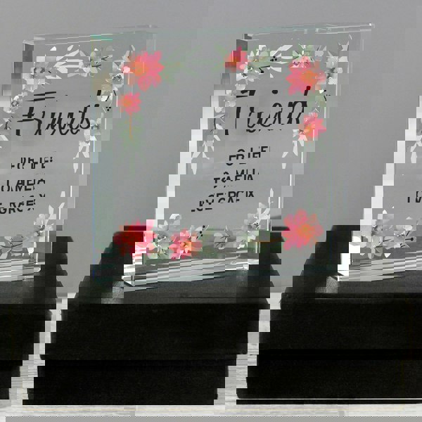 Personalised Memento Company Personalised Floral Sentimental Crystal Token