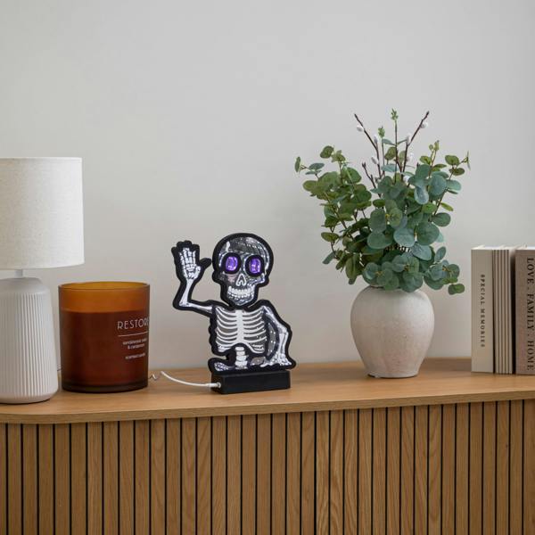 Samuel Alexander 27cm Battery Powered Light up Halloween Skeleton Infinity Mirror with LEDs