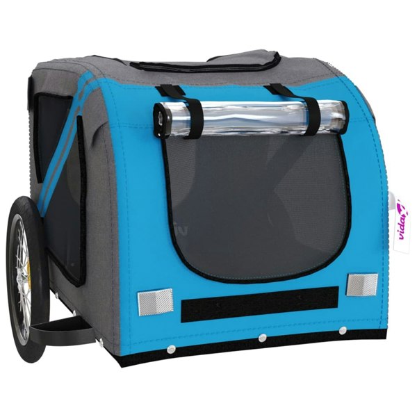 Berkfield Dog Bike Trailer Blue and Grey Oxford Fabric and Iron
