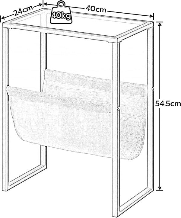 Rafaelo Mobilia Sofa End Table with Fabric Magazine Holder