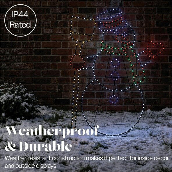 Scotts of Stow Xmas Haus Multicolour LED Snowman Outdoor Decoration Flash Bulbs and Timer