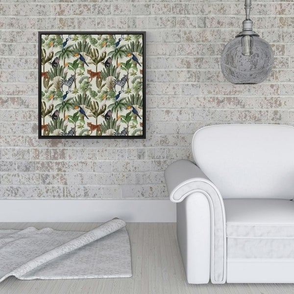 Warren Reed Exotic Trees And Animals Framed Canvas