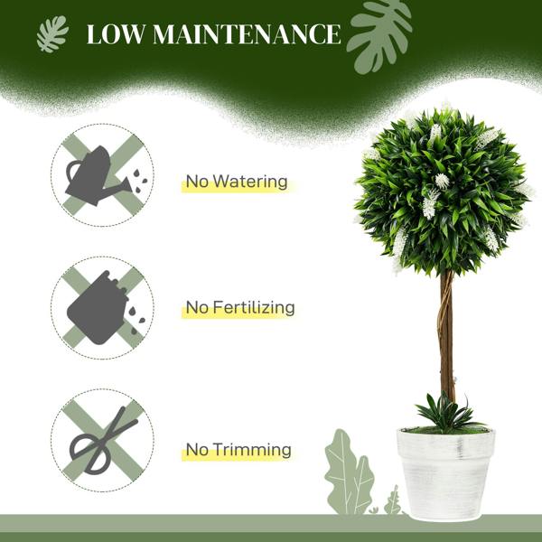 Wyld Haus Fano Neri Set Of 2 Artificial Flower Ball Trees In White With Pots For Indoor And Outdoor Styling 60cm