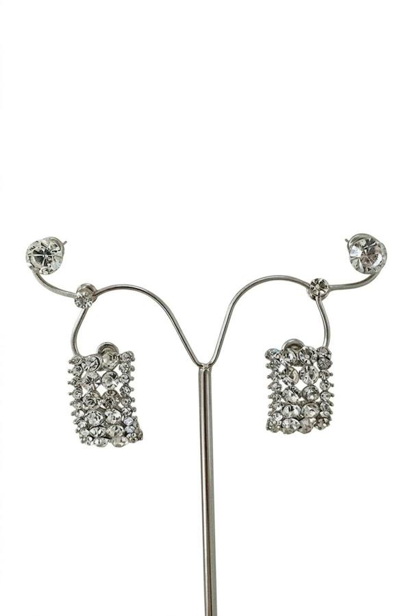 Zoya Embellished Earrings - Silver_wb
