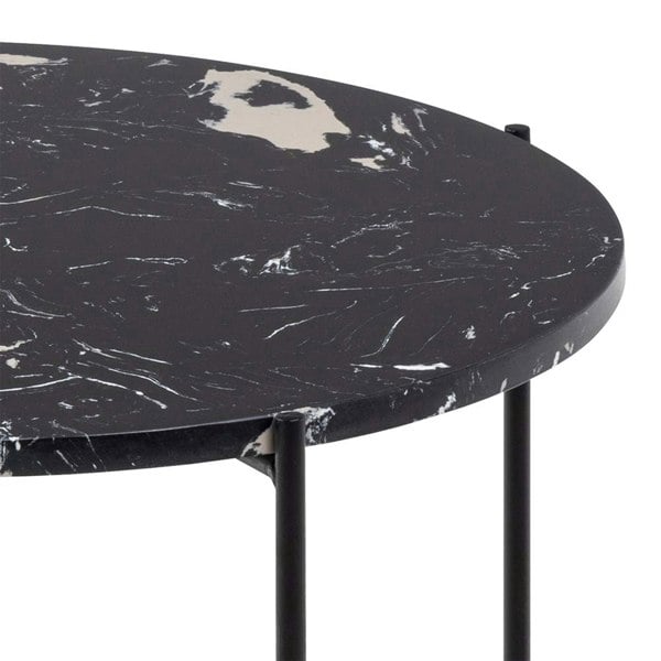 Furniture To Go Avila Side Table with Black Polished Marble Stone 52x40cm
