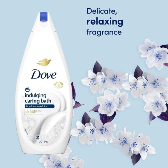 Dove Caring Bath Indulging Cream Bath Soak 720ml With Moisturising Cream, 12Pack