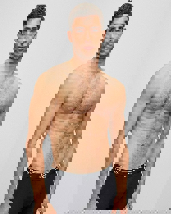 BOSS Orange Power Three Pack Mens Stretch Cotton Boxer Briefs With Logos NOS - Black 001