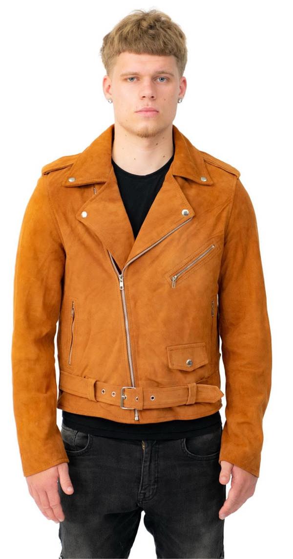 Infinity Leather Mens Goat Suede Leather Brando Biker Jacket-Melbourne