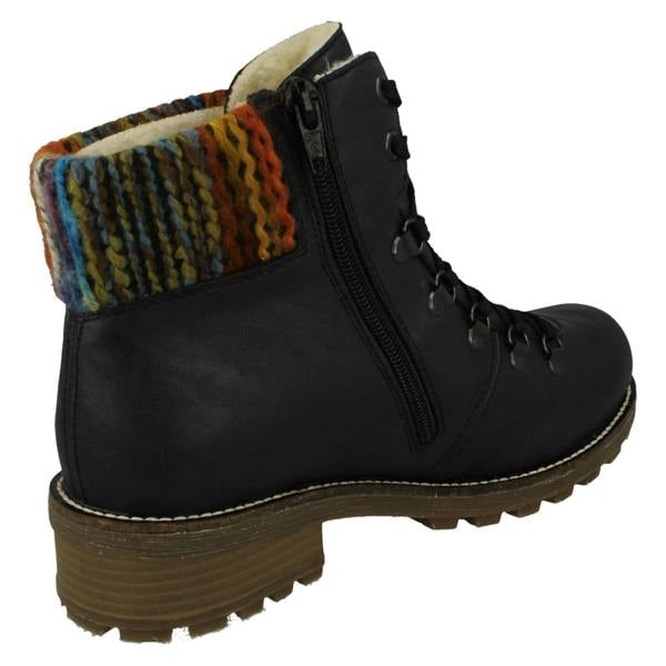 Rieker Ladies Rieker Knitted Cuff Rieker-Tex Warmlined Ankle Boots Z0445