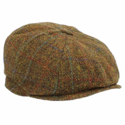 Heather Hats & Accessories Genuine Harris Tweed 8-Panel Flat Cap, Satin Lining, Outdoor Wear, Rust