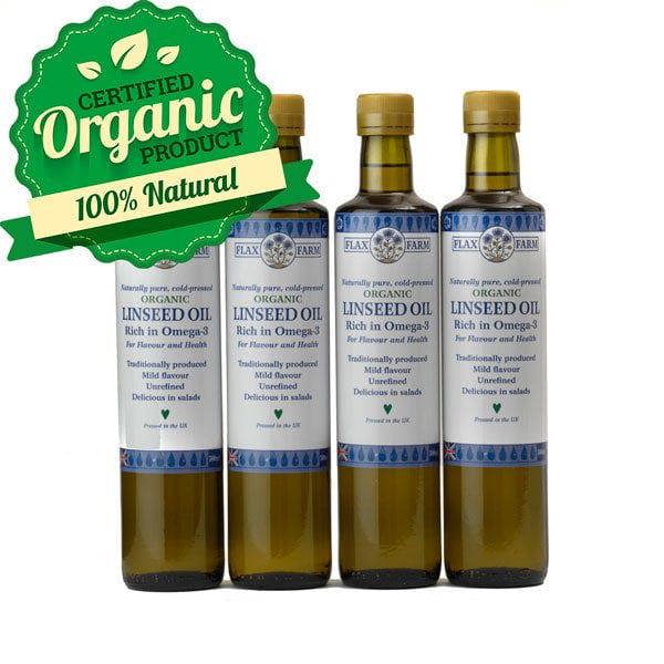 Organic cold-pressed flaxseed oil 4 x 500ml