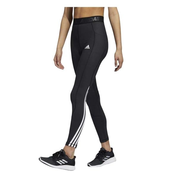 Adidas Womens/Ladies Alphaskin 3 Stripes Leggings - Black/White - 