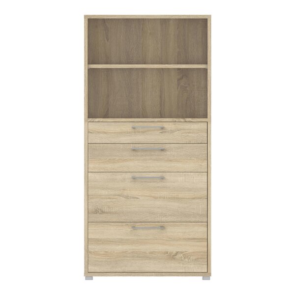 Wyld Haus Dris Natural Oak Wood Effect Bookcase 1 Shelf 4 Drawers