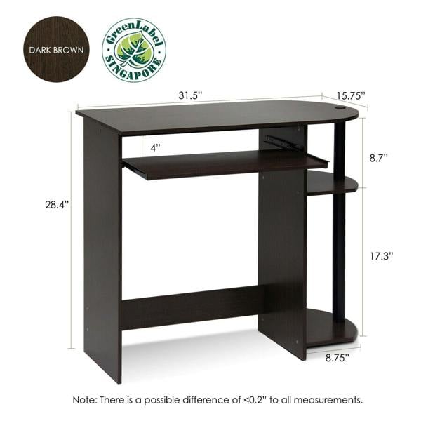 WALPLUS BK Simplistic Easy Assembly Computer Desk, Dark Brown Crafted for Practical Use and Stylish Living Spaces | 14098R1DBR